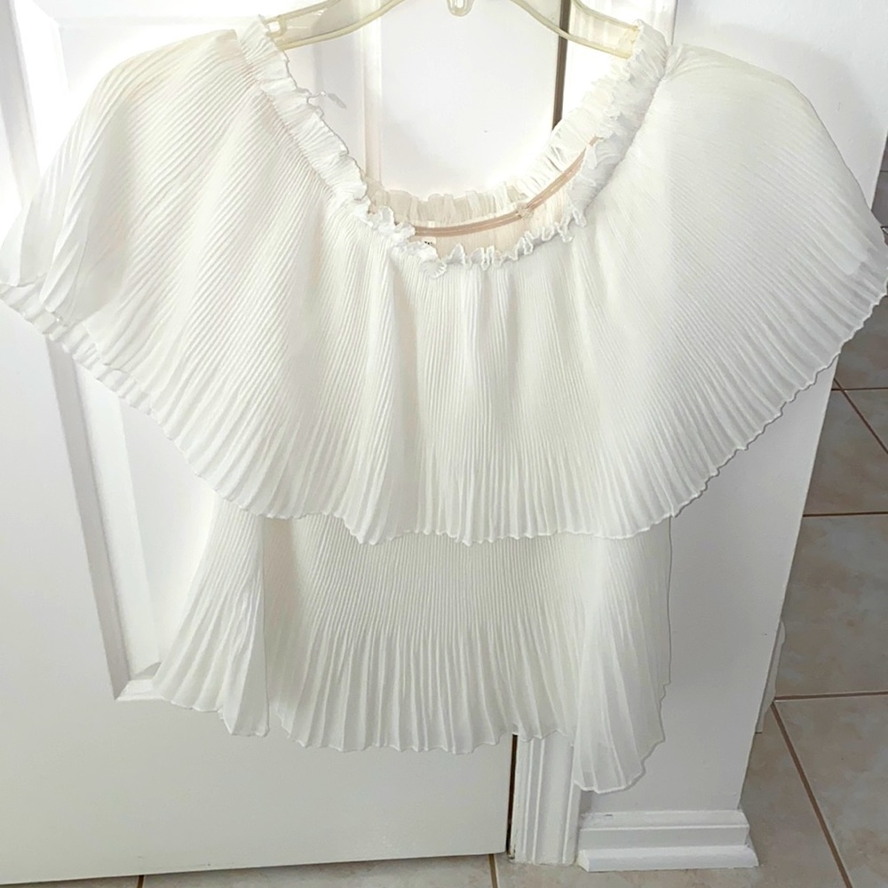 White pleated off-shoulder top